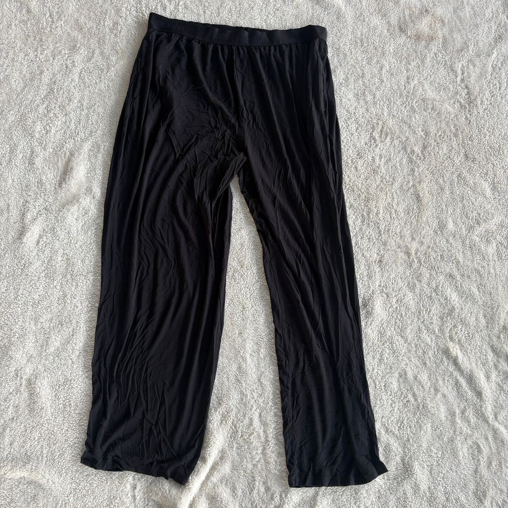 Tommy John Mens Black Micro Modal Lounge Pants Relaxed Fit 2XL Pajamas